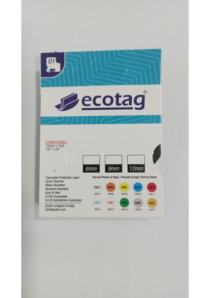 Dymo D1 40913 Muadili Ecotag 9mm Beyaz Siyah Etiket fiyatları