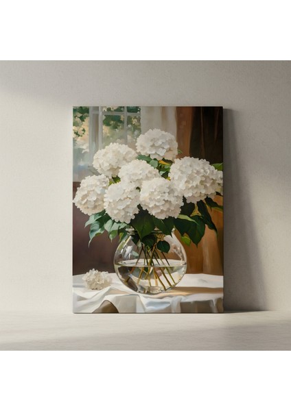 Beyaz Ortanca Buket Yağlıboya Tablosu fiyatları