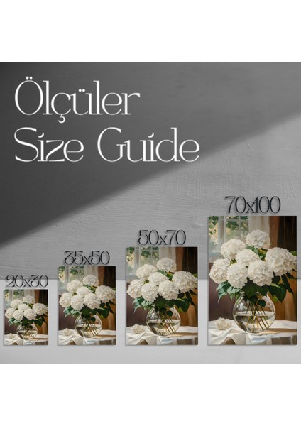 Beyaz Ortanca Buket Yağlıboya Tablosu modelleri