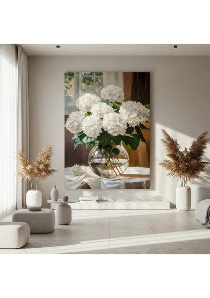 Beyaz Ortanca Buket Yağlıboya Tablosu fırsatları