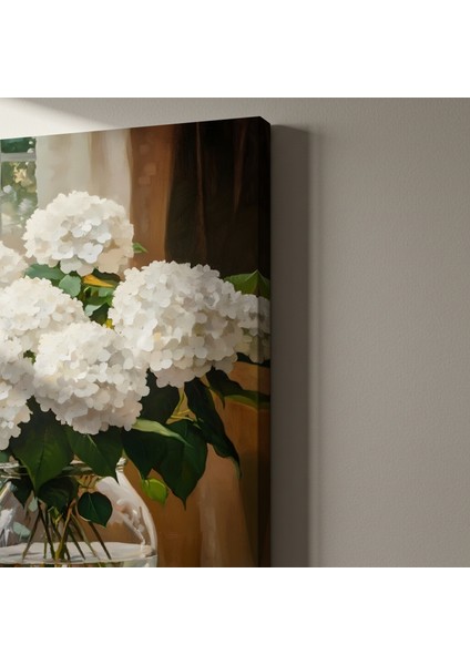 Beyaz Ortanca Buket Yağlıboya Tablosu indirimleri