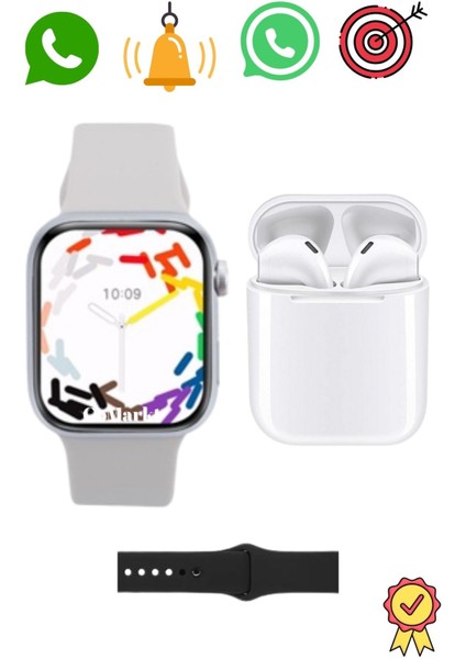 Gümüş Renk Akıllı Saat ve Kablosuz Kulaklık Seti, Modern ve Şık Tasarım modelleri