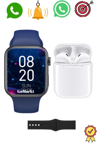 Gümüş Renk Akıllı Saat ve Kablosuz Kulaklık Seti, Modern ve Şık Tasarım