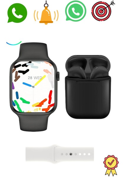 Gümüş Renk Akıllı Saat ve Kablosuz Kulaklık Seti, Modern ve Şık Tasarım
