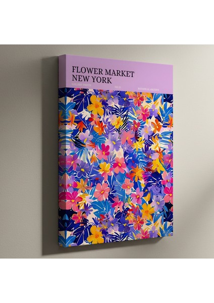 New York Çiçek Pazarı Botanik Baskı Tablosu