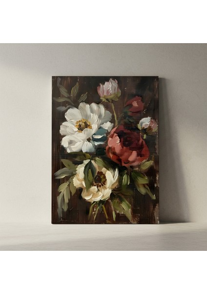 Koyu Arka Planlı Çiçek Yağı Boya Tablosu fiyatları