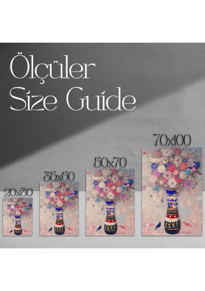 Çiçekli Vazoda Kuşlar Soyut Tablosu modelleri
