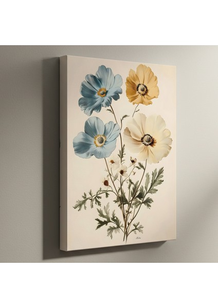 Vintage Botanik Çiçek Desenli Tablo