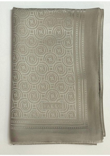 Jakarlı Ipek Özel Seri Monogram Şal 41364-VIZON