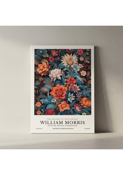 William Morris Tarzı Koyu Arka Planlı Çiçekli Tablo fiyatları