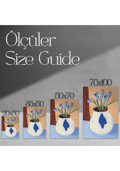 Modern Mavi Çiçekler Vazoda Soyut Tablo modelleri