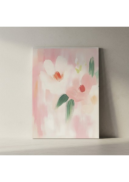 Pembe ve Beyaz Çiçekler Soyut Tablosu fiyatları