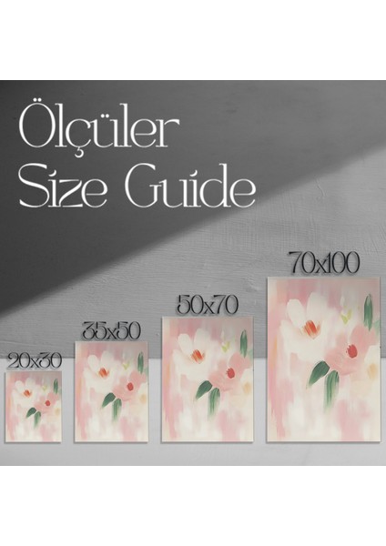 Pembe ve Beyaz Çiçekler Soyut Tablosu modelleri