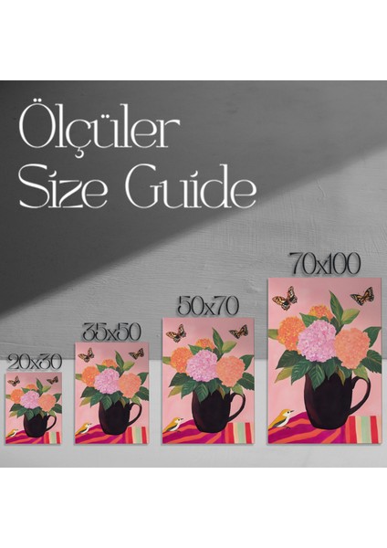 Pembe Arka Planlı Ortanca Buket Tablosu modelleri