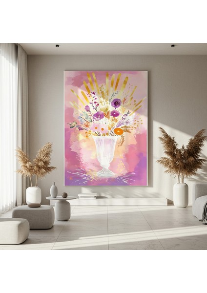 Altın Detaylı Çiçek Buketi Soyut Tablosu fırsatları