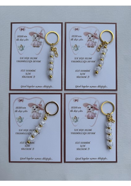 72 Adet Beyaz Renk Isme Özel Ilk Dişim Çıktı Diş Partisi Diş Buğdayı Hatırası Hediyelik Anahtarlık fiyatları