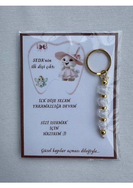 72 Adet Beyaz Renk Isme Özel Ilk Dişim Çıktı Diş Partisi Diş Buğdayı Hatırası Hediyelik Anahtarlık fırsatları