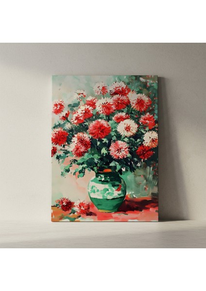 Kırmızı Beyaz Krizantemler Soyut Tablosu fiyatları