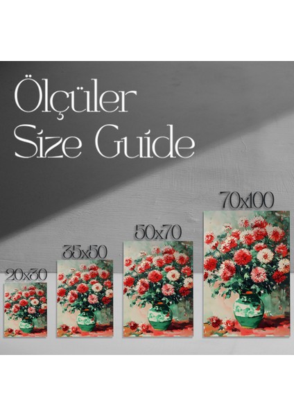Kırmızı Beyaz Krizantemler Soyut Tablosu modelleri