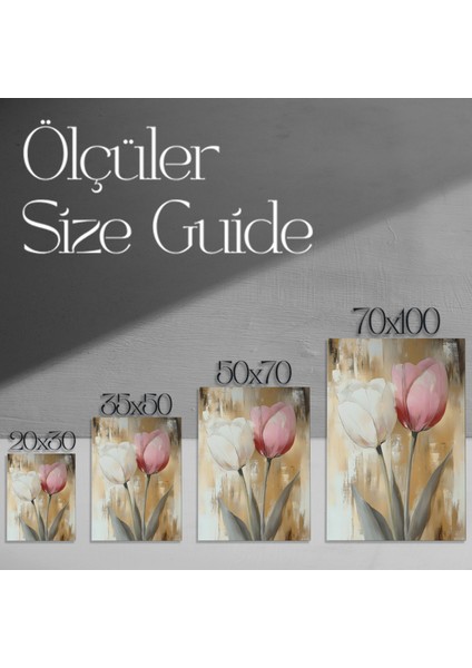 Modern Tarz Pembe Beyaz Lale Çiçekleri Yağlıboya Tablosu modelleri