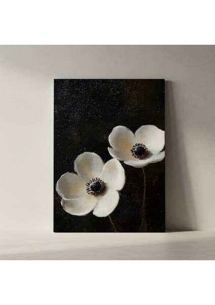 Beyaz Anemon Çiçekleri Yağlıboya Tablosu fiyatları