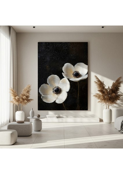 Beyaz Anemon Çiçekleri Yağlıboya Tablosu fırsatları