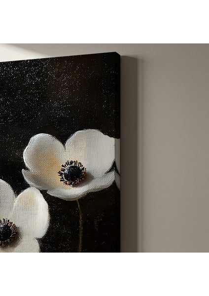 Beyaz Anemon Çiçekleri Yağlıboya Tablosu indirimleri