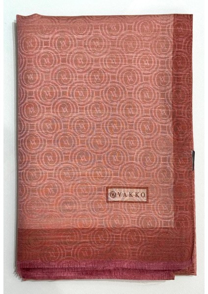 Pamuk Ipek Şeritli Monogram Şal 41728-SOMON