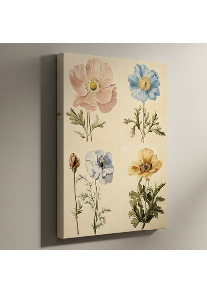 Vintage Çiçek Baskısı Botanik Illüstrasyon Tablosu