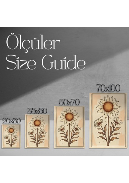 Ayçiçeği ve Çiçekler Botanik Illüstrasyon Tablosu modelleri