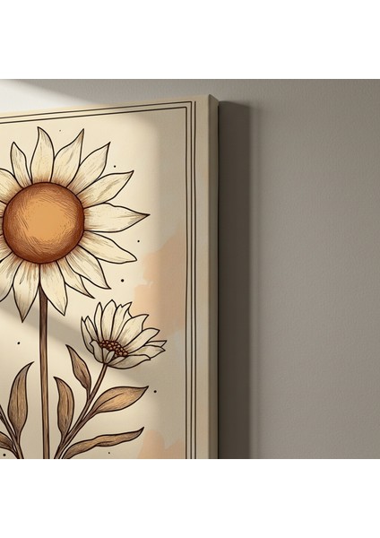 Ayçiçeği ve Çiçekler Botanik Illüstrasyon Tablosu indirimleri