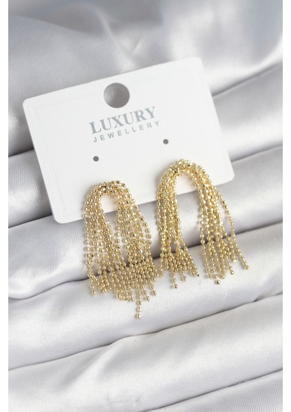 Pirinç Gold Sallantılı Kadın Küpe