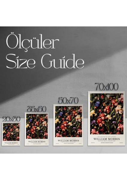 Karanlık Fon Üzerinde William Morris Tarzı Iris Çiçekleri Tablosu modelleri