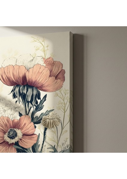 Pembe ve Yeşil Tonlarında Botanik Çiçek Baskılı Tablo indirimleri