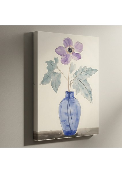 Mavi Vazo ve Lavanta Anemon Tablosu