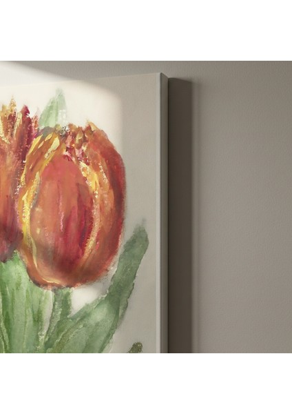 Koyu Kırmızı Tonlarda Suluboya Lale Tablosu indirimleri