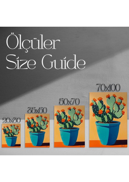 Turkuaz Saksıda Çiçekli Kaktüs Modern Sanat Tablosu modelleri