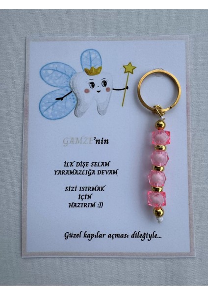 72 Adet Pembe Renk Isme Özel Ilk Dişim Çıktı Diş Partisi Diş Buğdayı Hatırası Hediyelik Anahtarlık