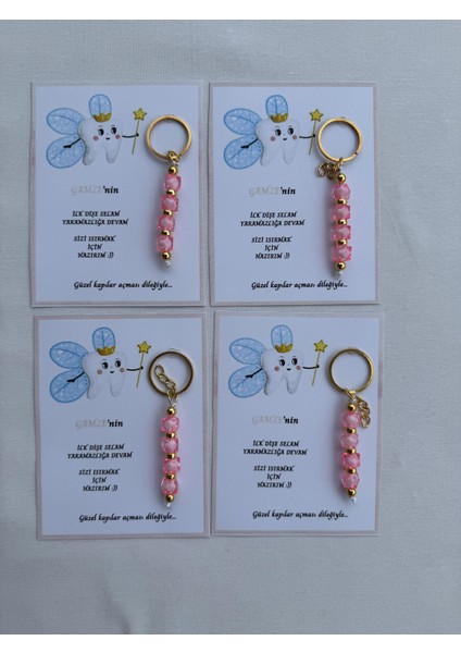 72 Adet Pembe Renk Isme Özel Ilk Dişim Çıktı Diş Partisi Diş Buğdayı Hatırası Hediyelik Anahtarlık fiyatları