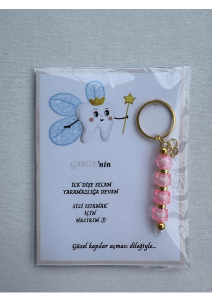 72 Adet Pembe Renk Isme Özel Ilk Dişim Çıktı Diş Partisi Diş Buğdayı Hatırası Hediyelik Anahtarlık modelleri