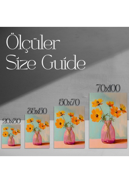 Pembe Vazoda Turuncu Kozmos Çiçekleri Tablosu modelleri