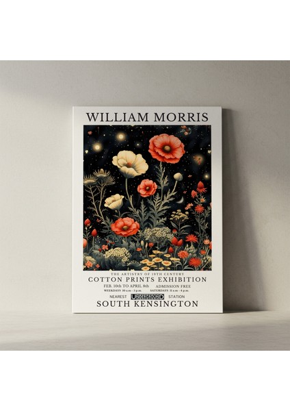 William Morris Tarzı Gece Bahçesi Botanik Illüstrasyon Tablosu fiyatları
