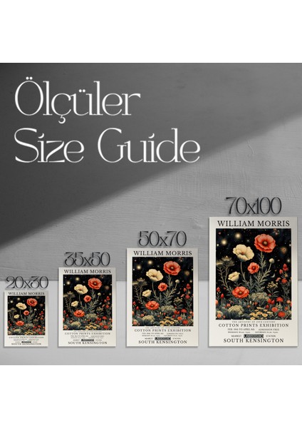 William Morris Tarzı Gece Bahçesi Botanik Illüstrasyon Tablosu modelleri