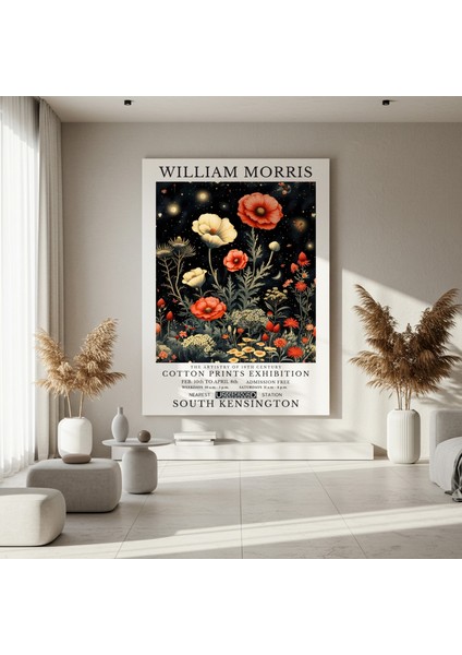 William Morris Tarzı Gece Bahçesi Botanik Illüstrasyon Tablosu fırsatları
