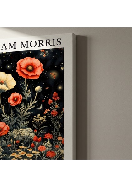 William Morris Tarzı Gece Bahçesi Botanik Illüstrasyon Tablosu indirimleri