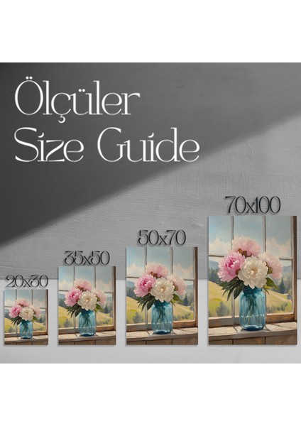 Pencere Manzaralı Şirin Bir Peonies Tablosu modelleri
