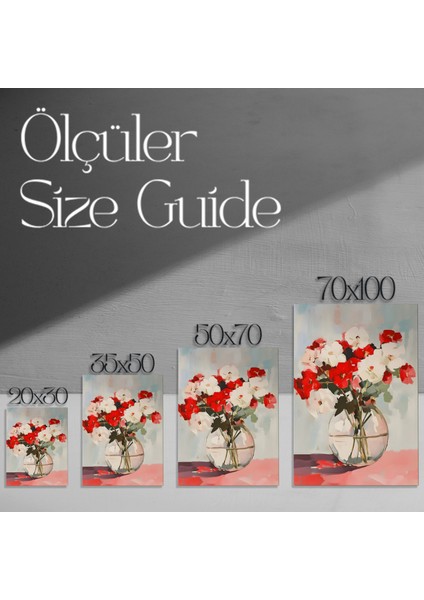 Kırmızı Beyaz Çiçekler Soyut Tablosu modelleri