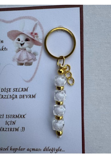 48 Adet Beyaz Renk Isme Özel Ilk Dişim Çıktı Diş Partisi Diş Buğdayı Hatırası Hediyelik Anahtarlık modelleri