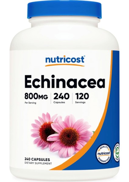 Echinacea 800MG, 240 Capsules - Vegetarian Caps, Non Gmo, Gluten Free, 120 Servings