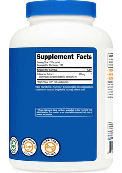 Echinacea 800MG, 240 Capsules - Vegetarian Caps, Non Gmo, Gluten Free, 120 Servings fiyatları